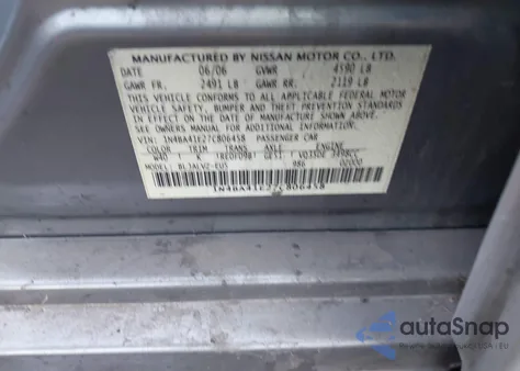 2007 Nissan Maxima 3.5 Se from USA, damaged, VIN 1N4BA41E27C806458